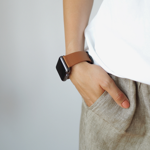 Ремешок для Apple Watch 44/45/46 mm из кожи теленка, цвета карамель