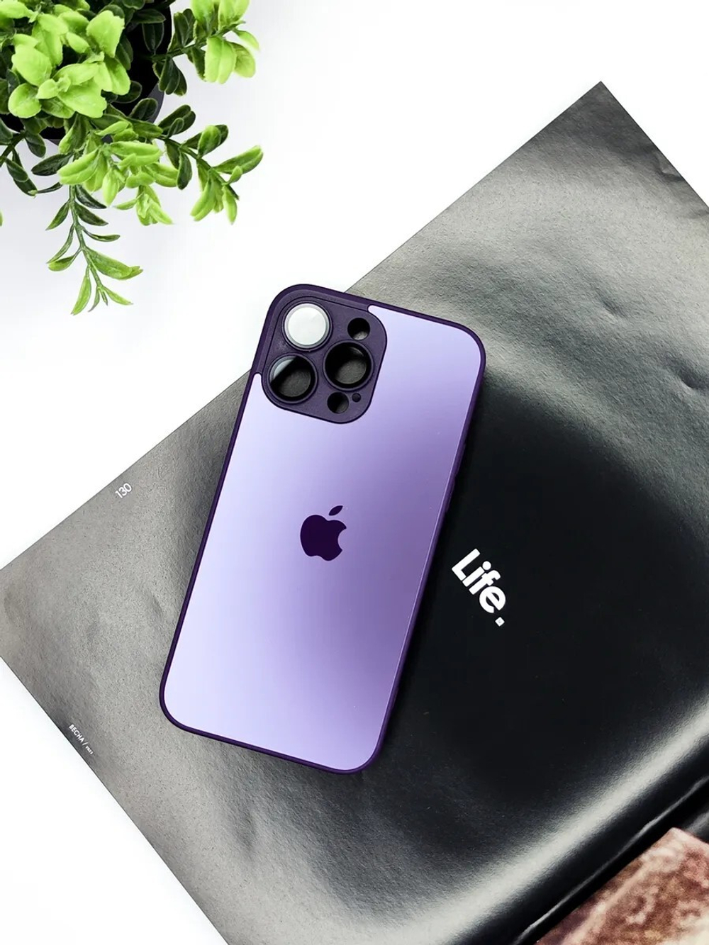 Чехол стеклянный с MagSafe, на iPhone 14 Pro Max, Dark Purple - Фиолетовый