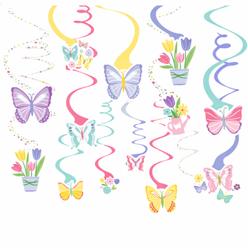 Спираль на потолок «Нежные бабочки и цветы», 30 шт