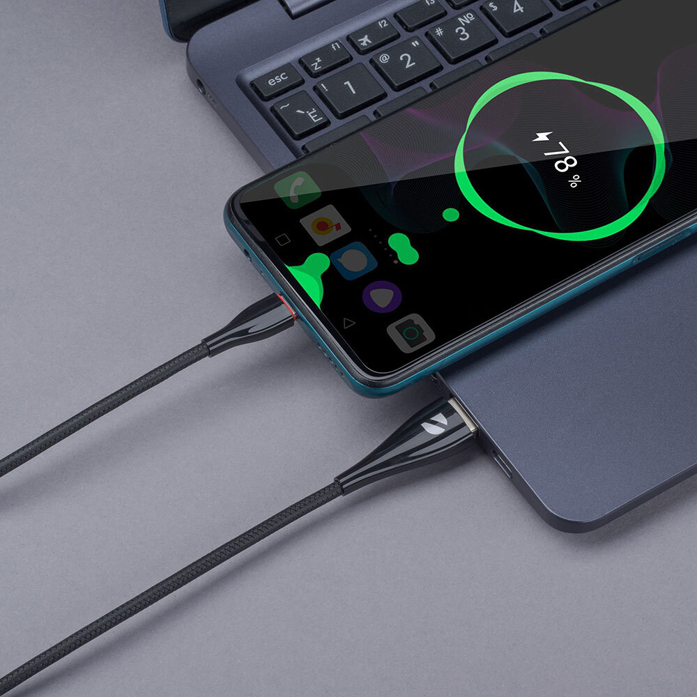 Дата-кабель Ceramic USB - USB-C, 1м, 2.1A, черный