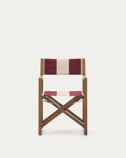 Складной стул для улицы Vilara в бордово-бежевую полоску из акации