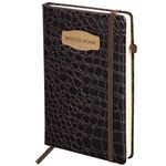 Скетчбук, слоновая кость 140 г/м2, 130х210 мм, 80 л., КОЖЗАМ, резинка, BRAUBERG ART CLASSIC, CROCO, коричневый, 116471