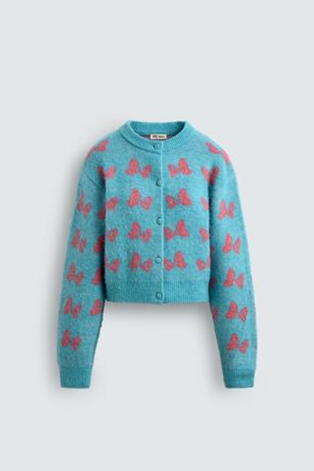 ZARА HARRY LAMBERT X DISNEY КАРДИГАН С БАНТАМИ, ГОЛУБОЙ