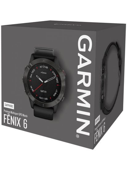 Мультиспортивные часы Garmin Fenix 6X  Sapphire - серый DLC  с черным ремешком 010-02157-11