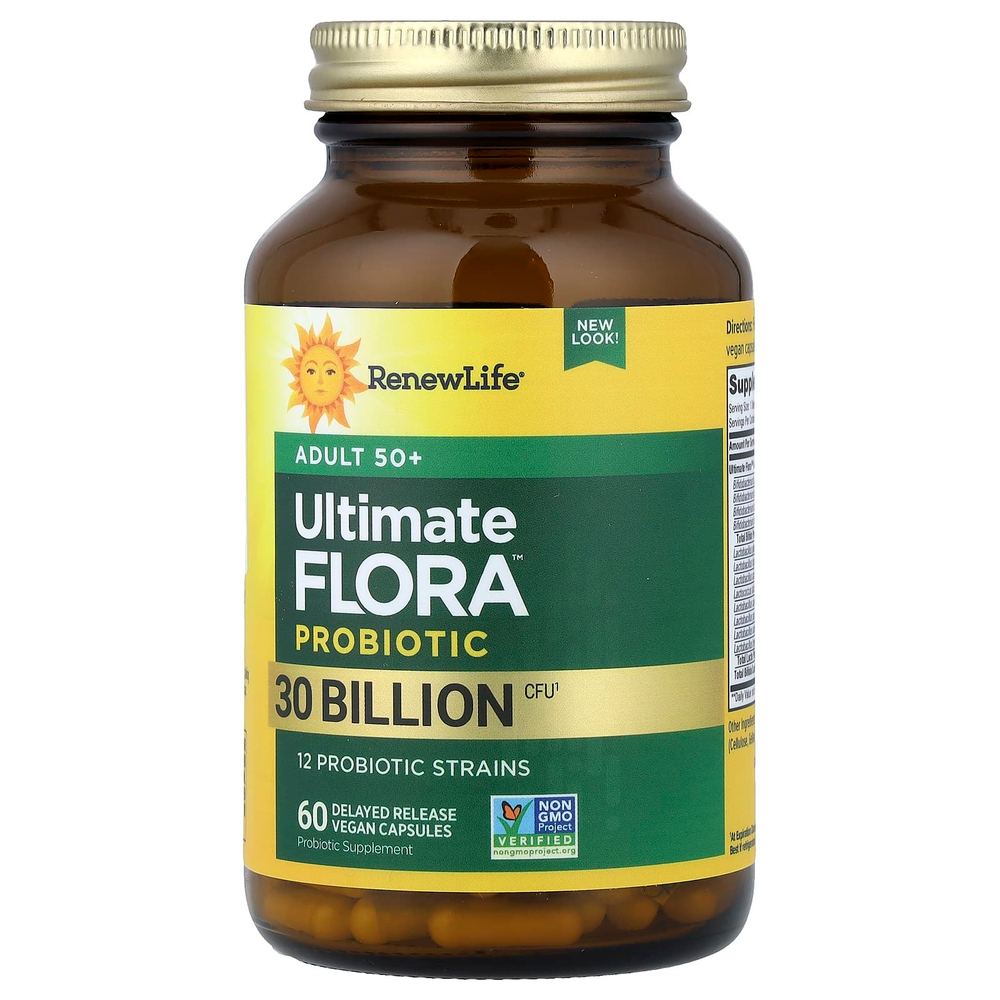 Renew Life, Ultimate Flora™, пробиотик для взрослых от 50 лет, 60 веганских капсул