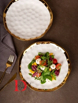 Набор из 6 глянцевых тарелок плоских мятый фарфор 25 см