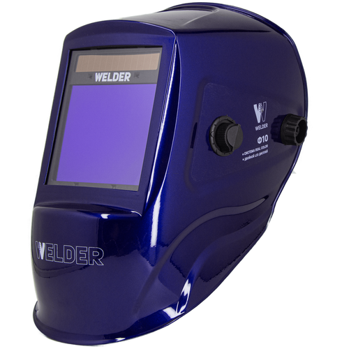 Маска сварочная WELDER ULTIMA Ф10 Хамелеон 103x90 мм, DIN 4/5-8/9-13 (Внеш. регул), цвет Ультрамарин, в коробке