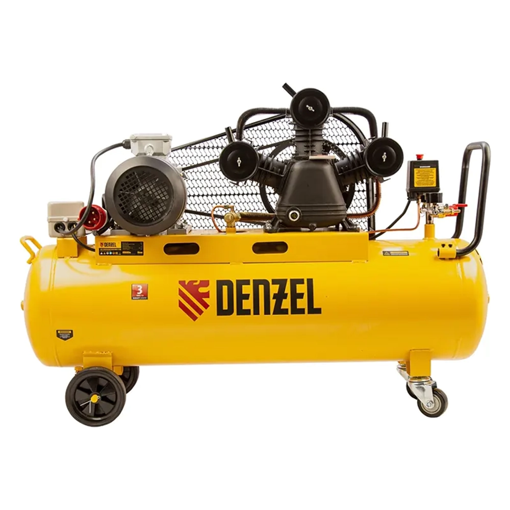 DENZEL BCW3000-T/100 компрессор воздушный 3.0 квт, ременный привод, 100 литров, 520 л/мин 58118