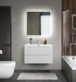 Тумба с раковиной подвесная BelBagno MARINO-CER-MINI-800-2C-SO-BO-P Bianco Opaco, раковина белая BB-8099-3-80
