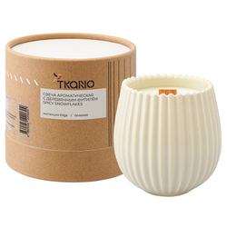 Свеча ароматическая Tkano Edge Spicy Snowflakes бежевая 60ч