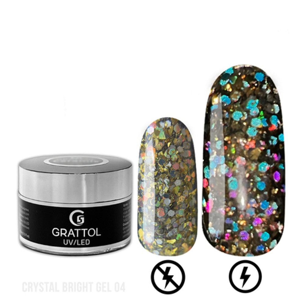 GRATTOL Гель Crystal Bright 04 светоотражающий д/моделирования, 15мл