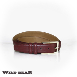 Ремень бордовый 3,5 см из натуральной кожи в мешочке WILD BEAR RM-015m Vinous