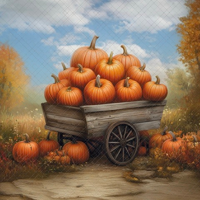 Тележка с тыквами №1 - фон неопреновый