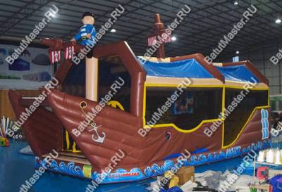 Большой батут-горка "Пиратский корабль 2" с пушками