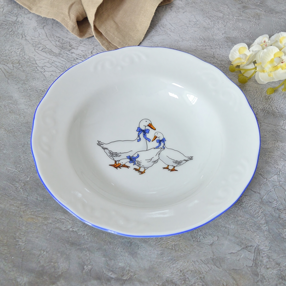 Тарелка 200мм глубокая форма Надежда Гуси