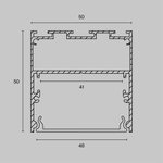 Алюминиевый профиль Maytoni накладной-подвесной 50×50 (Серебро, 2 м), ALM-5050-S-2M