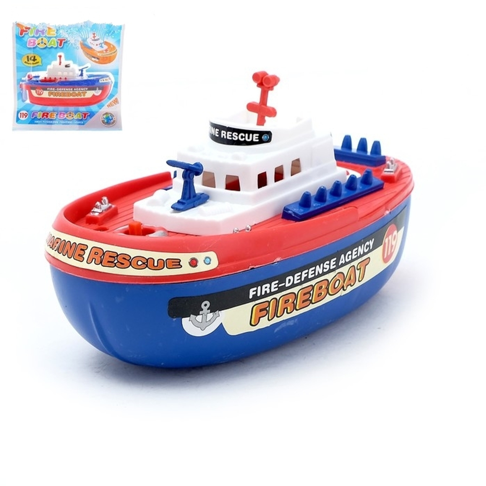 357376 Детский корабль «Пожарная лодка», работает от батареек, брызгает водой