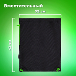 Мешок для обуви BRAUBERG плотный карман на молнии подкладка 43х33 см "Neon Green" (2 штуки в упаковке)