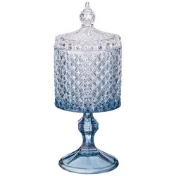 ЕМКОСТЬ ДЛЯ ХРАНЕНИЯ НА НОЖКЕ "DIAMANT BLUE" 8,5*8,5*23СМ
