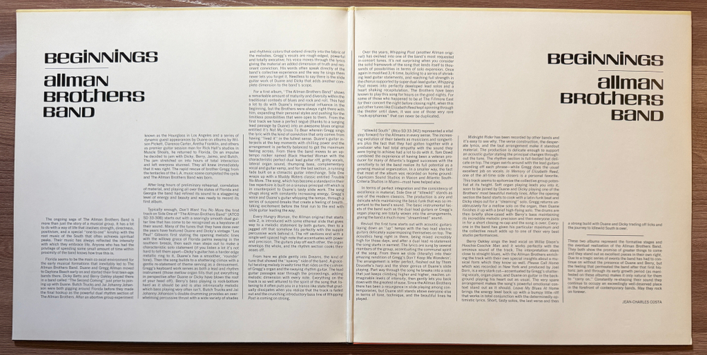 The Allman Brothers Band ‎– Beginnings 2LP (Германия 1976г.) Т