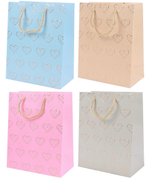 Пакет подарочный 26*32*12 см. "Сердца" тиснение фольгой золото, ассорти (Darvish)