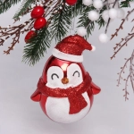 Ёлочная игрушка «Милый пингвинёнок» 12*7*12 см, красный