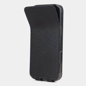 Чехол iPhone 16 Pro Max натуральная кожа сафьяно, черного цвета