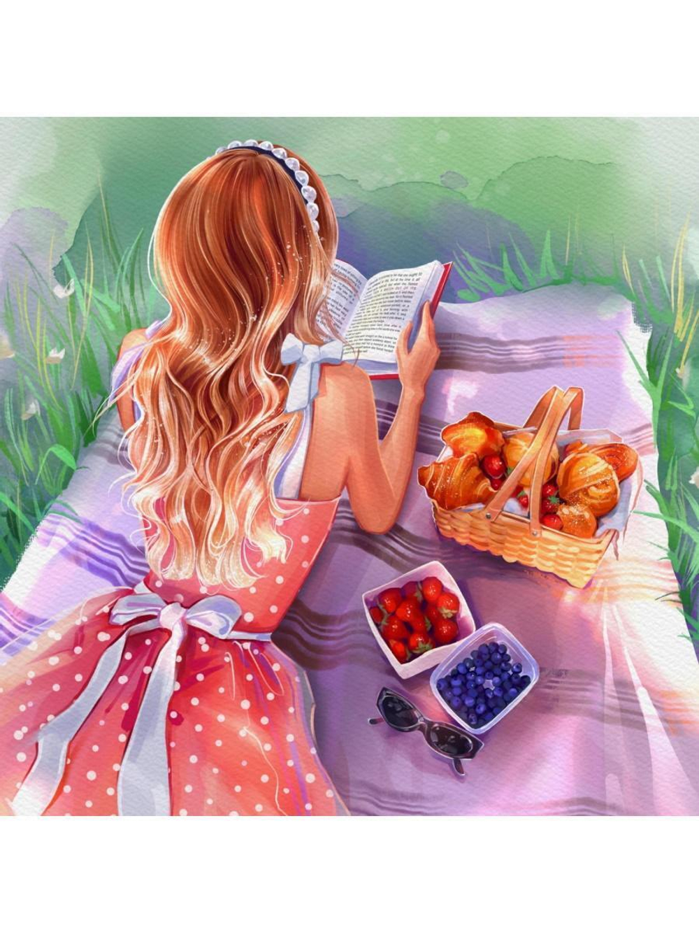 Алмазная мозаика 30х30см. "Летний пикник" блест. с полн.заполнен.на подрам. (Арт.НД-1053)