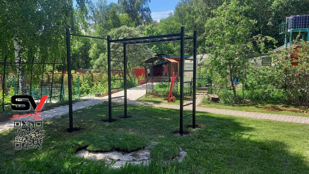 Монтаж уличной шведской стенки Sv Sport Рукоход (5 вертикальных столбов)