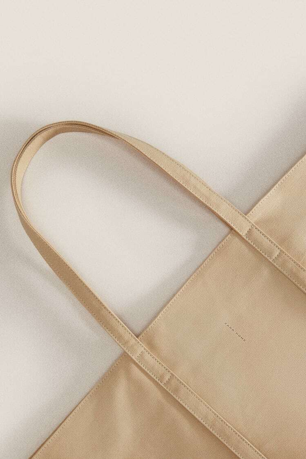 ZARA HOME БОЛЬШАЯ ТКАНЕВАЯ СУМКА-ТОУТ,  КОРИЧНЕВЫЙ