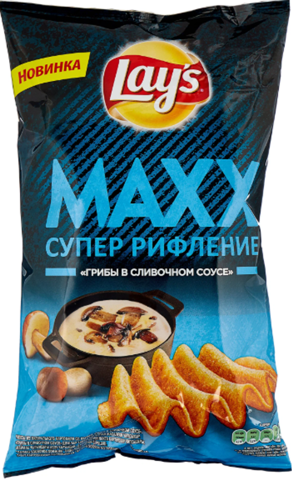 Чипсы картофельные Lays Maxx Рефленый грибы в сливочном соусе, 110г