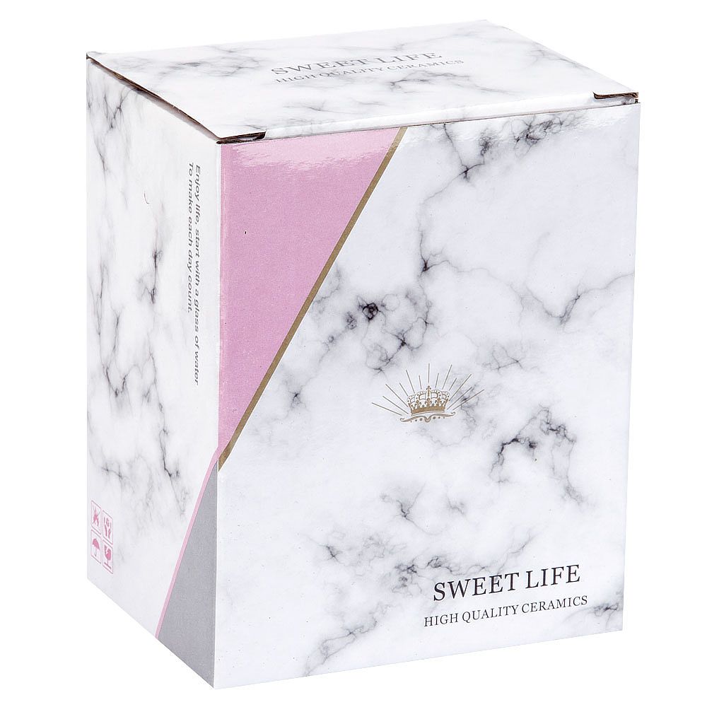 Кружка фарфоровая с крышкой и ложкой "Mr" (серая) v=380 мл (подарочная упаковка)