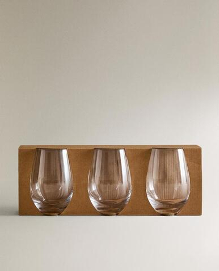ZARA HOME СТЕКЛЯННЫЕ СТАКАНЫ ОКРУГЛОЙ ФОРМЫ (НАБОР ИЗ 3 ШТ.), ПРОЗРАЧНЫЙ