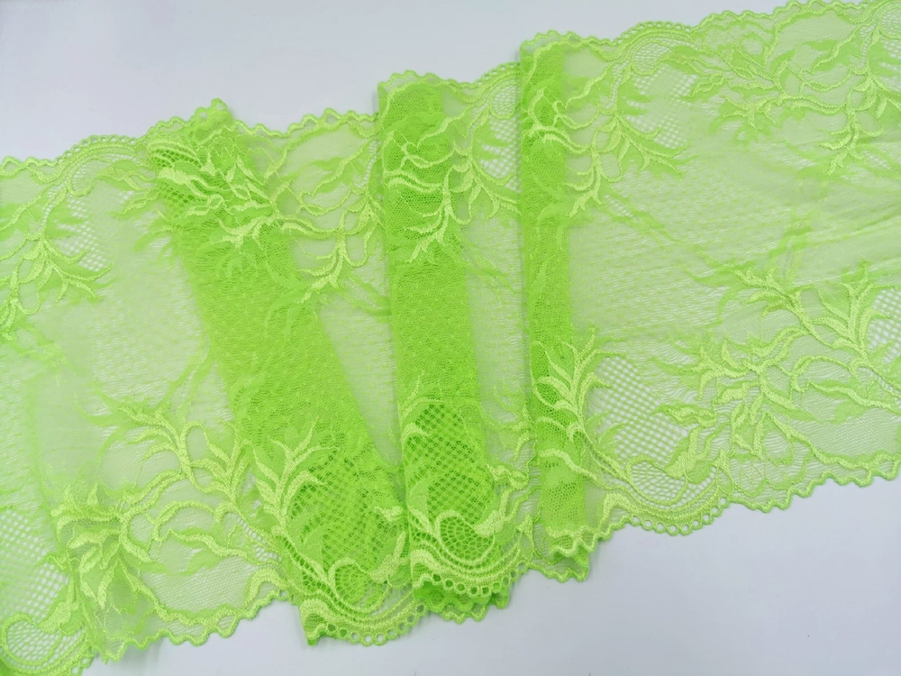 Эластичное кружево, 22 см, ярко-салатовый, (Арт: EK-2515), м