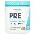 Nutricost, Для женщин, предтренировочный комплекс с витамином B12 и фолатом, персик и манго, 348 г (12,4 унции)