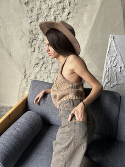 Вязаный бежевый топ by Ma