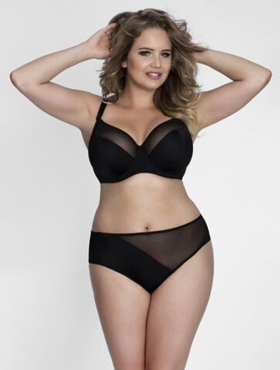 Бюстгальтер на косточках с чашками plus size из микрофибры и сетки (Размер: 95F) (Цвет: черный)