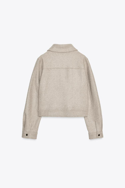 ZARA КУРТКА ИЗ МЯГКОЙ ТКАНИ НА МОЛНИИ, БЕЖЕВЫЙ