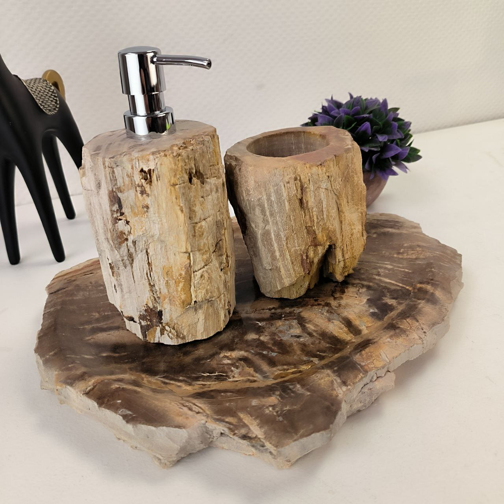 Набор из окаменелого дерева 3 предм Fossil Set NF-62865 поднос 30см*40см