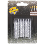 Свечи для торта «Спираль Металлик» в серебряном цвете 6 см, 10 шт