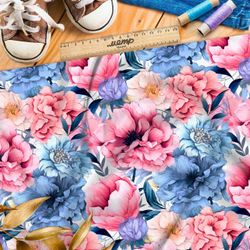 Ткань премиум флис пионы в вихре