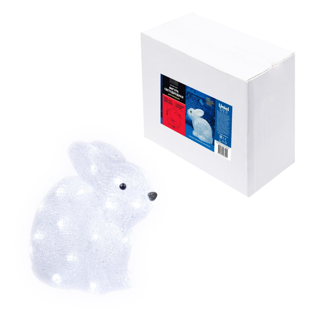 ULD-M2724-032/STA WHITE IP20 RABBIT Фигура светодиодная «Кролик», 32 светодиода, 27*14*24 см, цвет свечения-белый, IP20. TM Uniel
