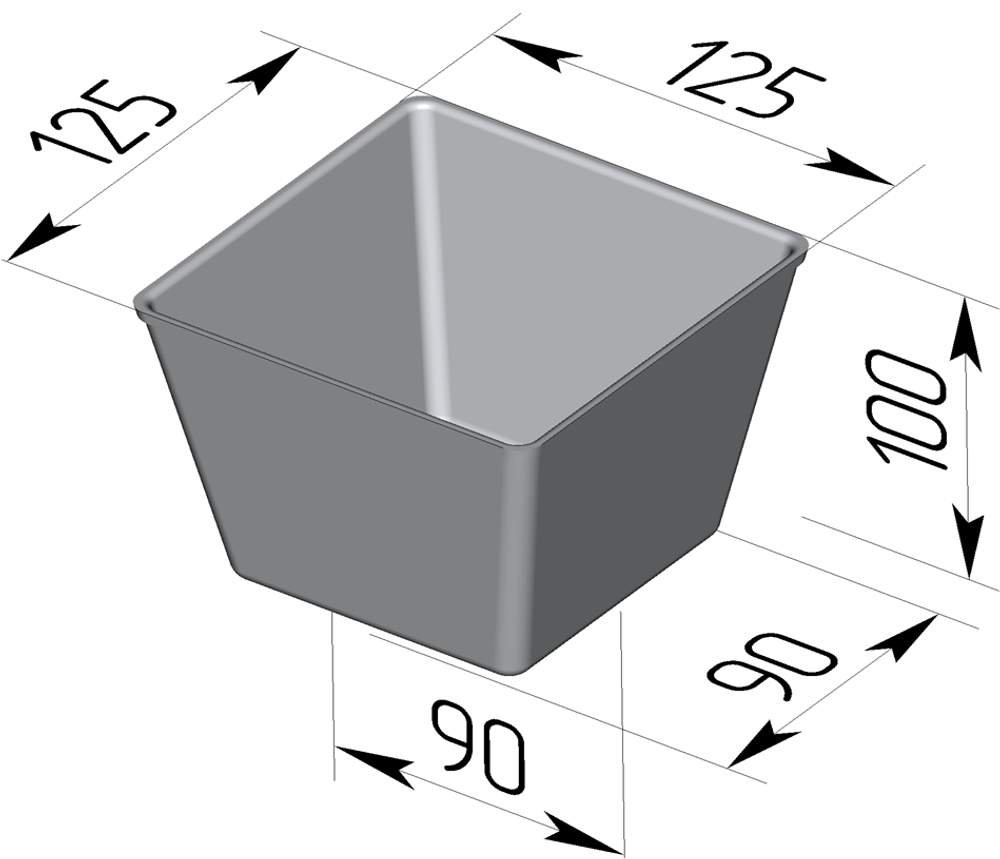 Форма для выпечки хлеба квадратная 125х125х100 мм