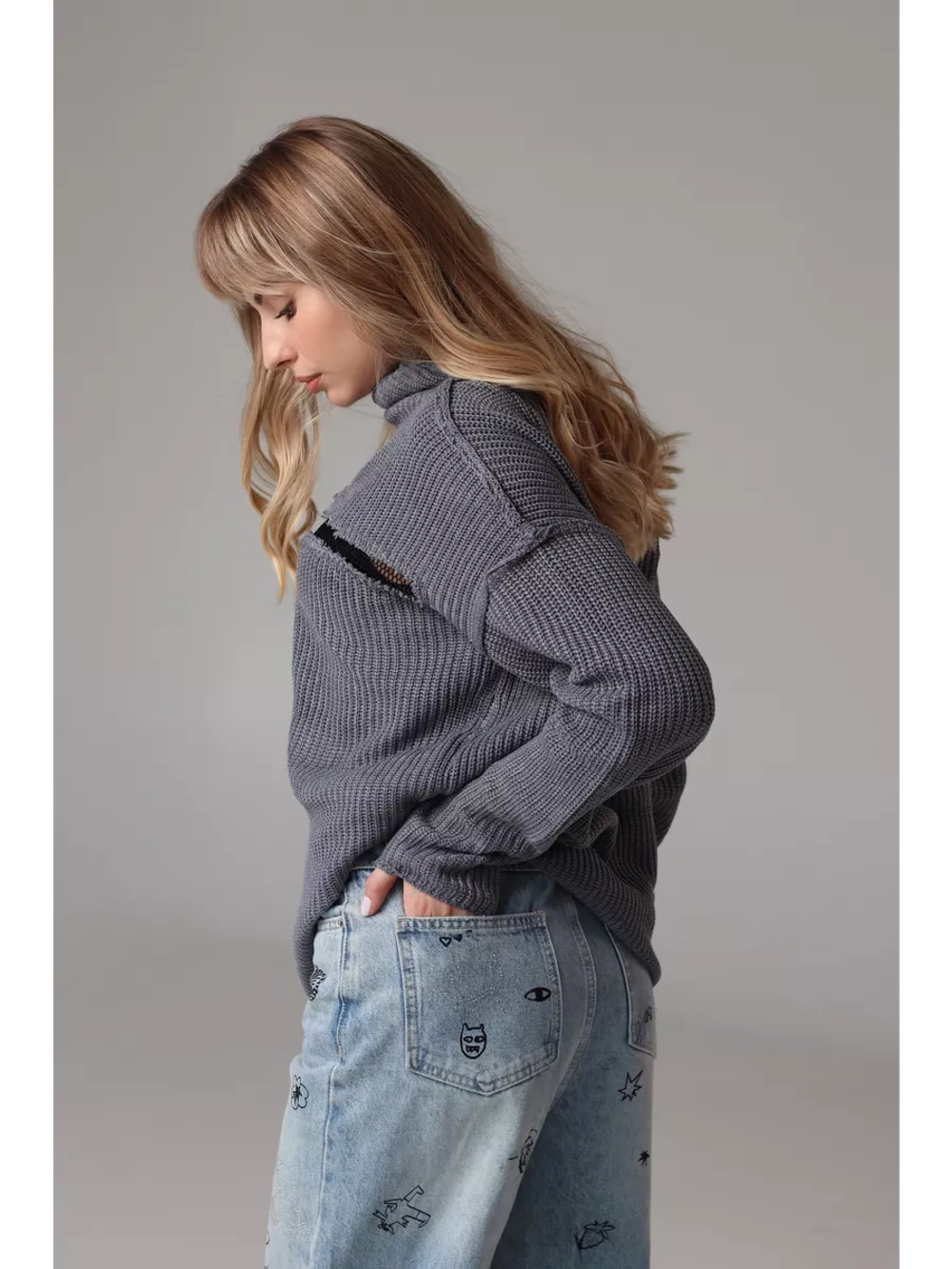 Свитер сетка с горлом