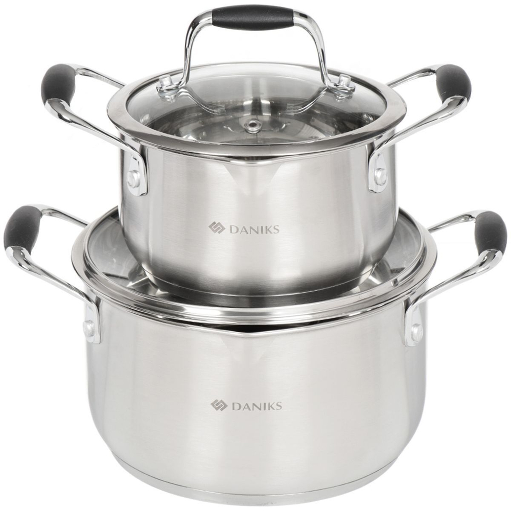Набор посуды нерж, 4 пр, кастрюли 2,3.9 л, индукц, Daniks, Монако, SD-A88-4