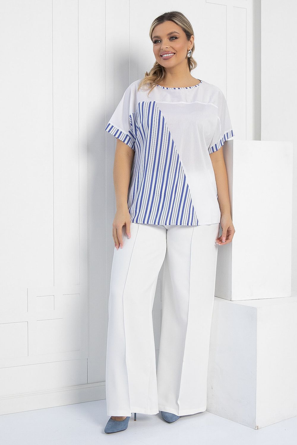 Блуза Амальгама (бело-сиреневая) Б12840-24М LT Collection