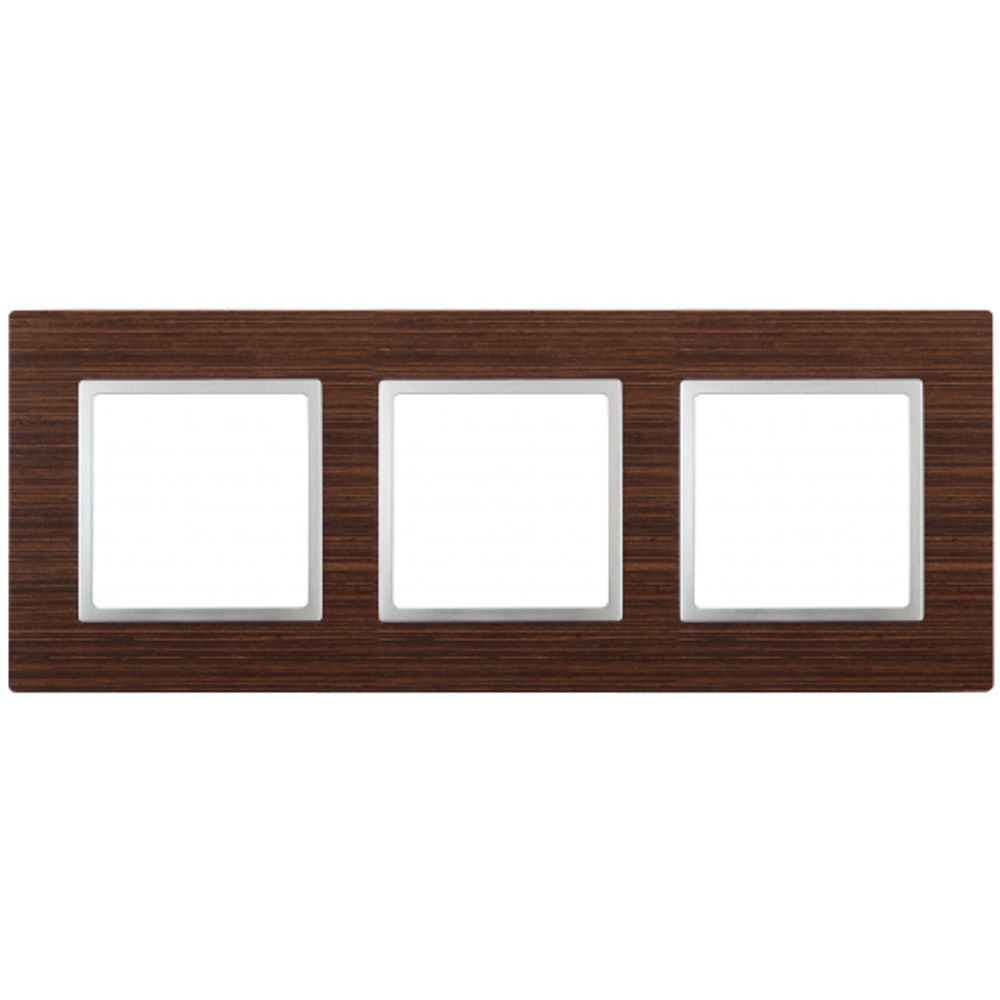 14-5303-10 ЭРА Рамка на 3 поста, дерево, Эра Elegance, венге+алюм