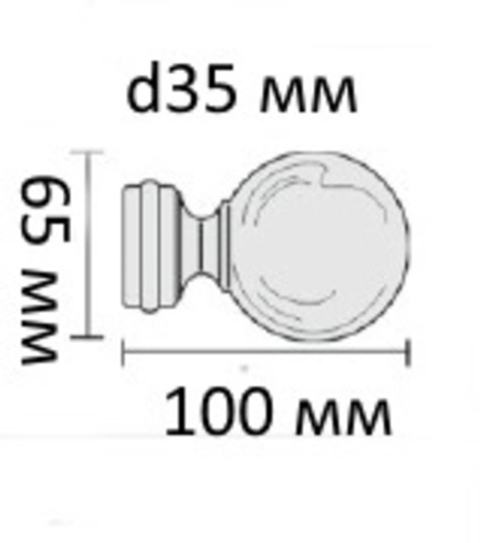 Наконечники деревянные "Шар" d35 мм, цвет голубой