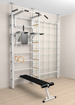 Шведская стенка Sv Sport враспор (Турник стандарт/Брусья/Скамья/Канат/Kольца/Лестница/Канатный лаз/Сетка)