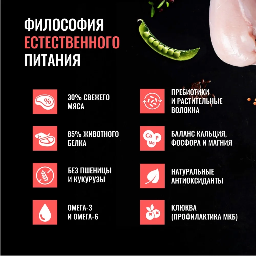 ОДНО МЯСО Сухой корм для взрослых стерилизованных кошек с курицей, 1,5 кг